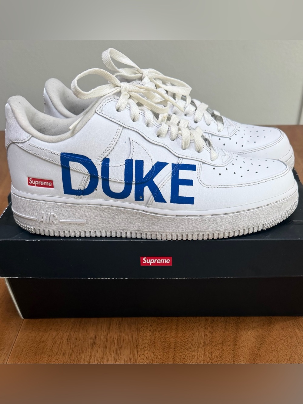 Nike - Air Force 1 x Supreme Low Box Logo & Duke Customization | White | Sz. 9.5